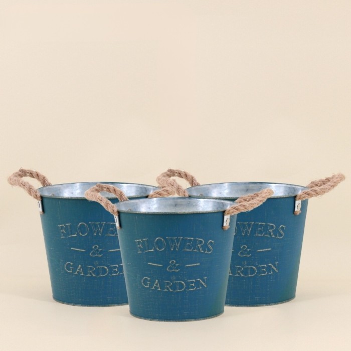 Lot de 3 pots de fleurs en métal gris 17cm | Hashtag Déco