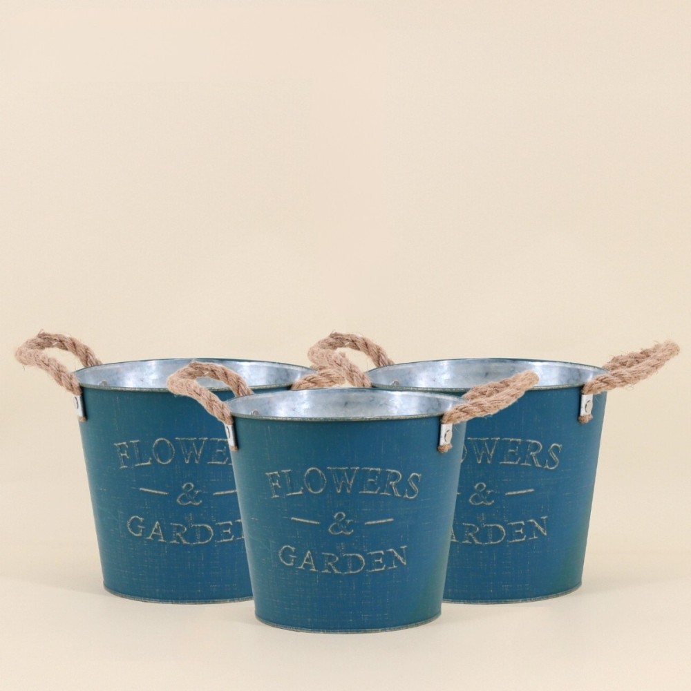 Lot de 3 pots de fleurs en métal gris 17cm | Hashtag Déco