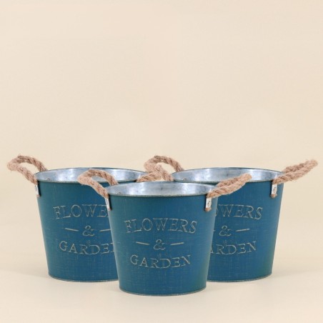 Lot de 3 pots de fleurs en métal gris 17cm | Hashtag Déco