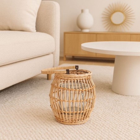 Lanterne bois et verre 21cm pour déco | Hashtag Déco