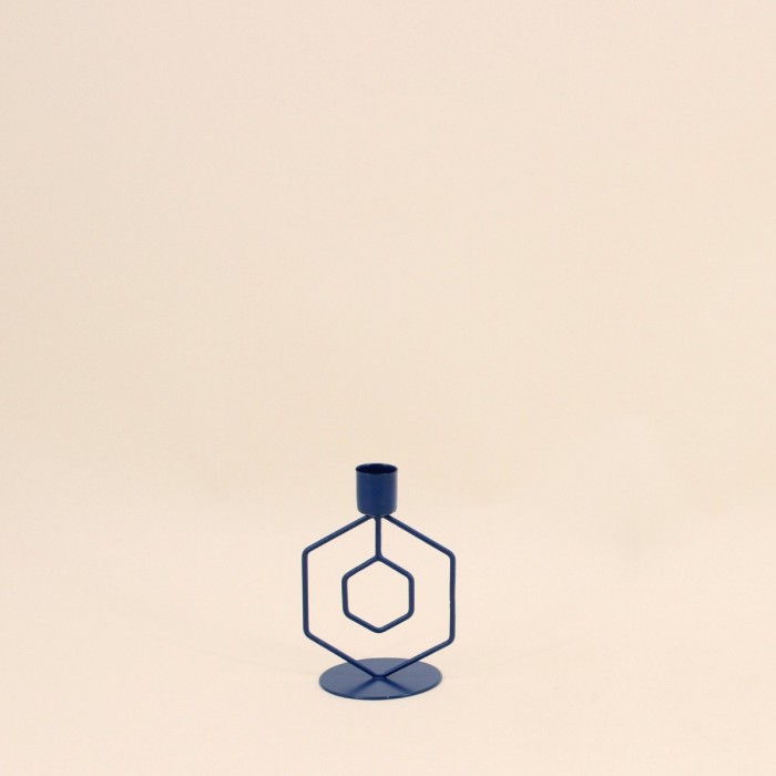 Bougeoir design métal bleu 12cm | Hashtag Déco