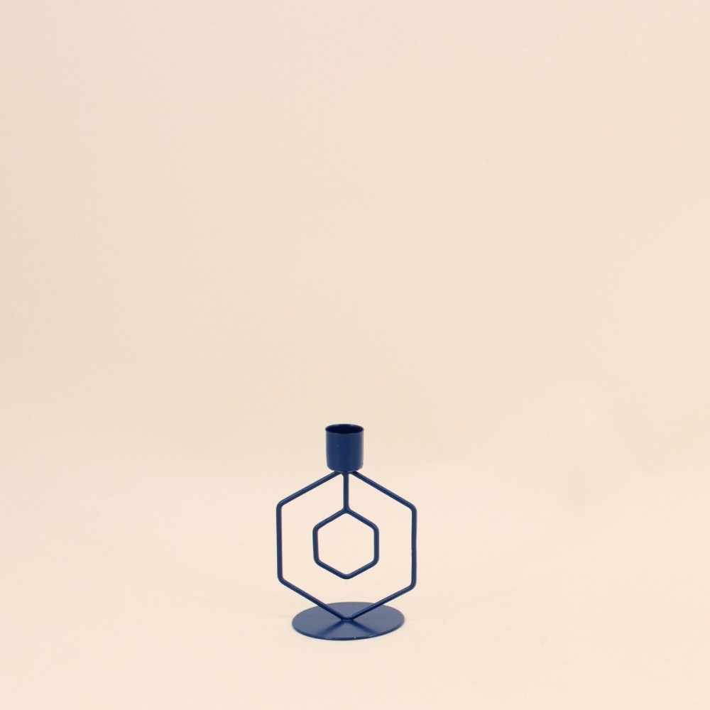 Bougeoir design métal bleu 12cm | Hashtag Déco Bougeoir design métal bleu 12cm | Hashtag Déco