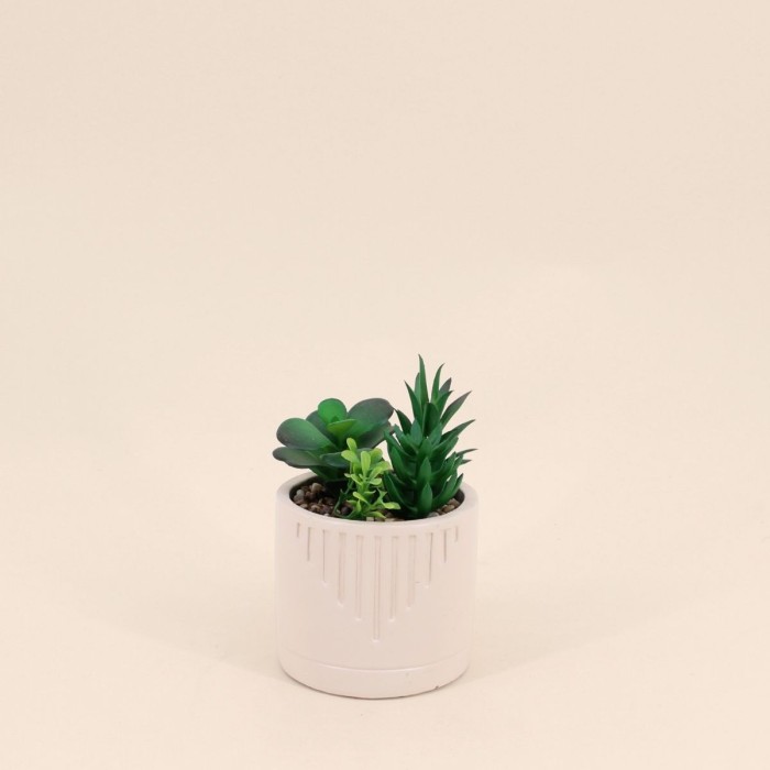 Plante grasse artificielle en pot beige | Hashtag Déco
