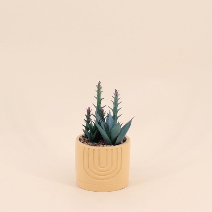 Plante grasse artificielle pot orange | Hashtag Déco