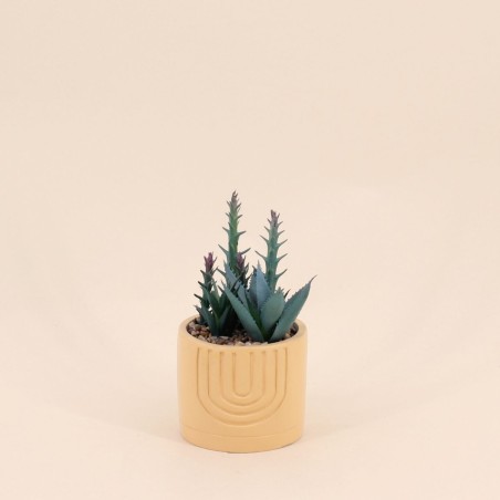 Plante grasse artificielle pot orange | Hashtag Déco
