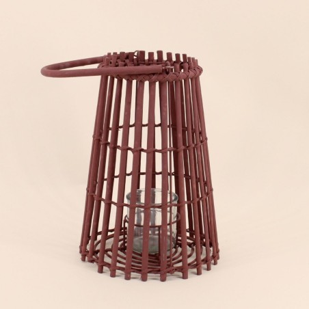 Lanterne en rotin conique beige 30cm | Hashtag Déco