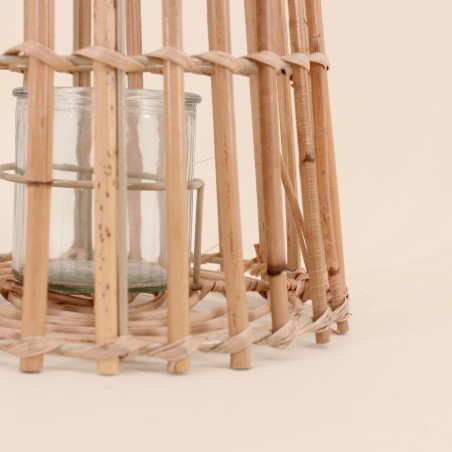 Lanterne en rotin conique beige 30cm | Hashtag Déco