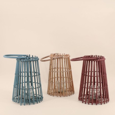 Lanterne en rotin conique beige 30cm | Hashtag Déco