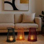 Lanterne en rotin conique beige 30cm | Hashtag Déco