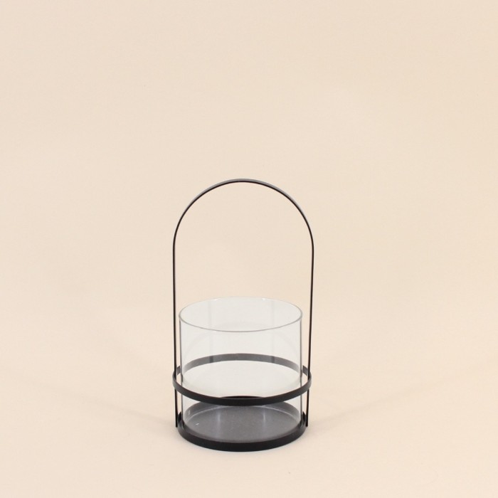 Lanterne métal noir et verre 20x10cm élégante | Hashtag Déco