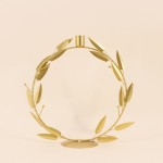 Bougeoir rond 30cm feuilles dorées métal | Hashtag Déco