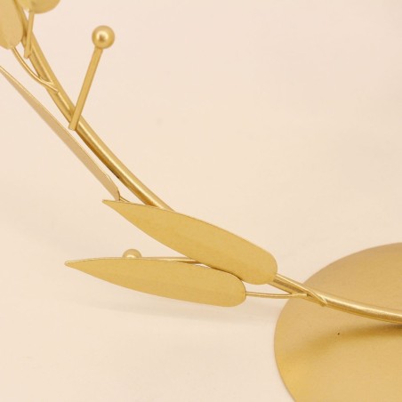 Bougeoir rond 30cm feuilles dorées métal | Hashtag Déco
