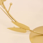 Bougeoir rond 30cm feuilles dorées métal | Hashtag Déco