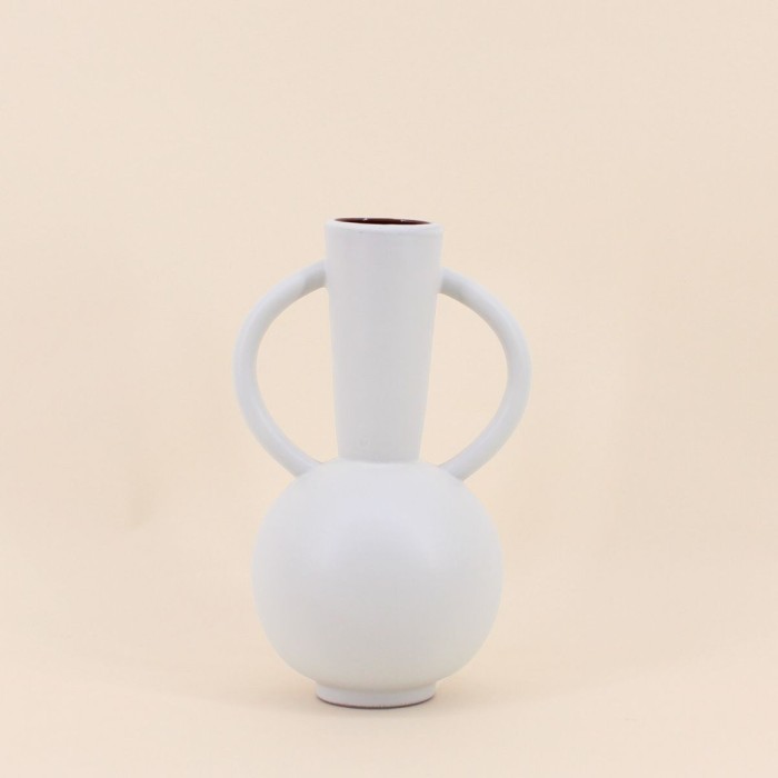 Vase double anses en céramique blanc 29cm | Hashtag Déco