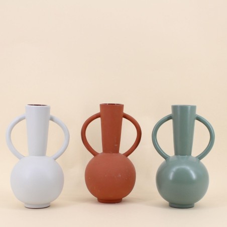 Vase double anses en céramique blanc 29cm | Hashtag Déco