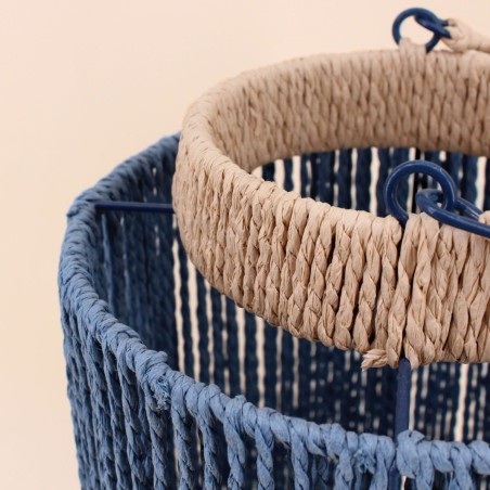 Lanterne en corde bleu marron 40cm | Hashtag Déco