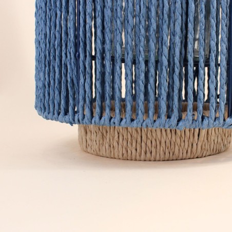 Lanterne en corde bleu marron 40cm | Hashtag Déco