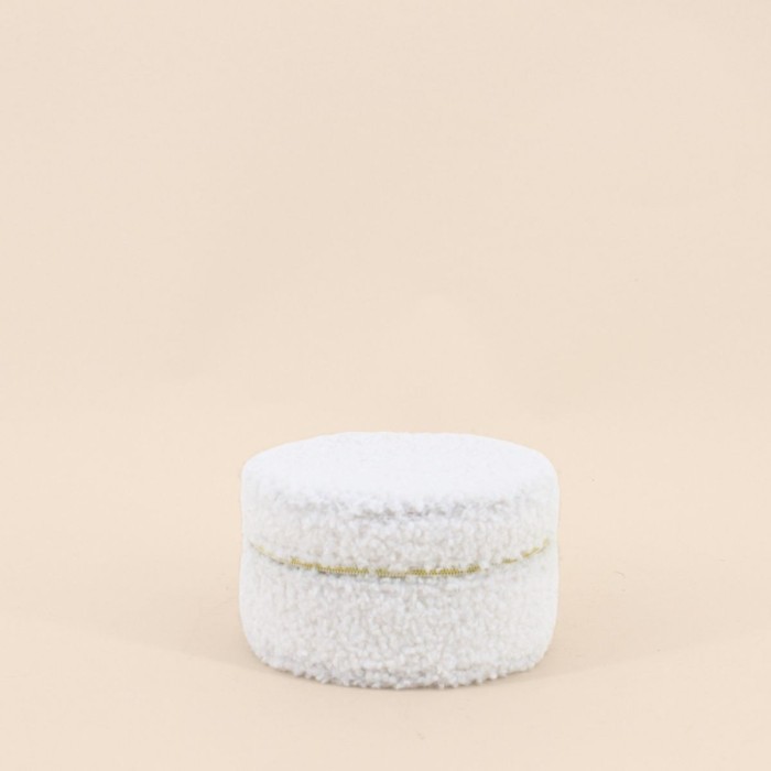 Boite à bijoux tissu bouclette écru 11cm | Hashtag Déco