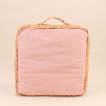 Coussin de sol tissu et jute 40x40cm beige | Hashtag Déco