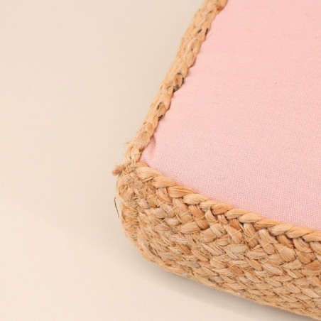 Coussin de sol tissu et jute 40x40cm beige | Hashtag Déco
