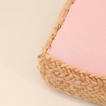 Coussin de sol tissu et jute 40x40cm beige | Hashtag Déco