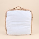 Coussin de sol tissu et jute 40x40cm beige | Hashtag Déco