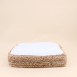 Coussin de sol tissu et jute 40x40cm beige | Hashtag Déco