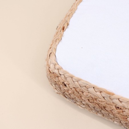 Coussin de sol tissu et jute 40x40cm beige | Hashtag Déco