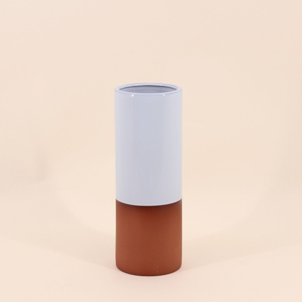 Vase tube céramique bicolore 25cm élégant | Hashtag Déco