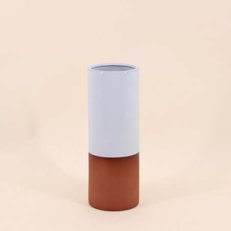 Vase tube céramique bicolore 25cm élégant | Hashtag Déco