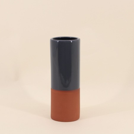 Vase tube céramique bicolore 25cm élégant | Hashtag Déco