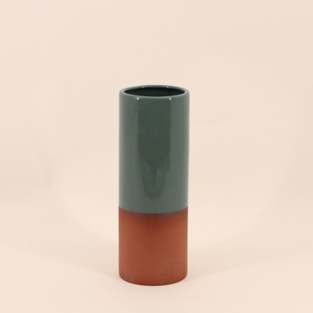 Vase tube céramique bicolore 25cm élégant | Hashtag Déco