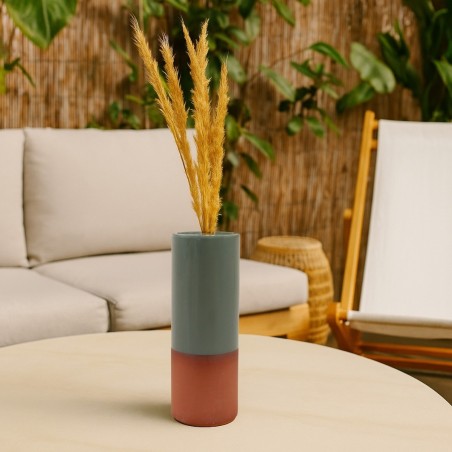 Vase tube céramique bicolore 25cm élégant | Hashtag Déco