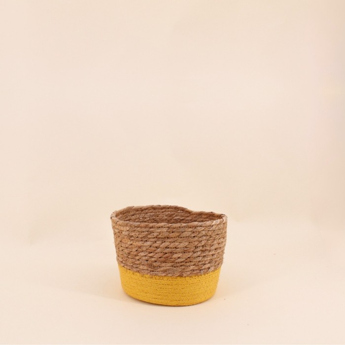 Panier en paille jaune 20x15cm | Hashtag Déco