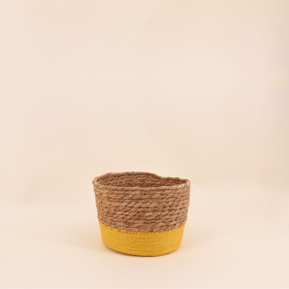 Panier en paille jaune 20x15cm | Hashtag Déco