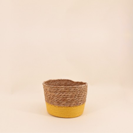 Panier en paille jaune 20x15cm | Hashtag Déco