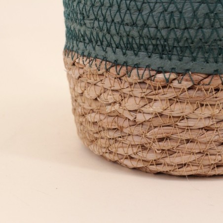 Panier en paille vert naturel 15x12cm | Hashtag Déco