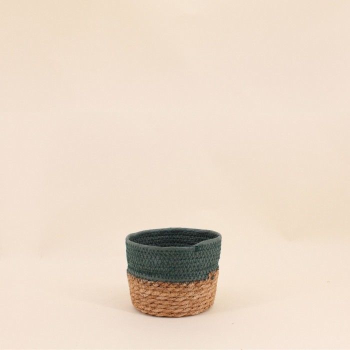 Panier en paille vert naturel 15x12cm | Hashtag Déco