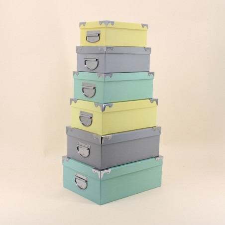 Boites de rangement tricolores en métal | Hashtag Déco