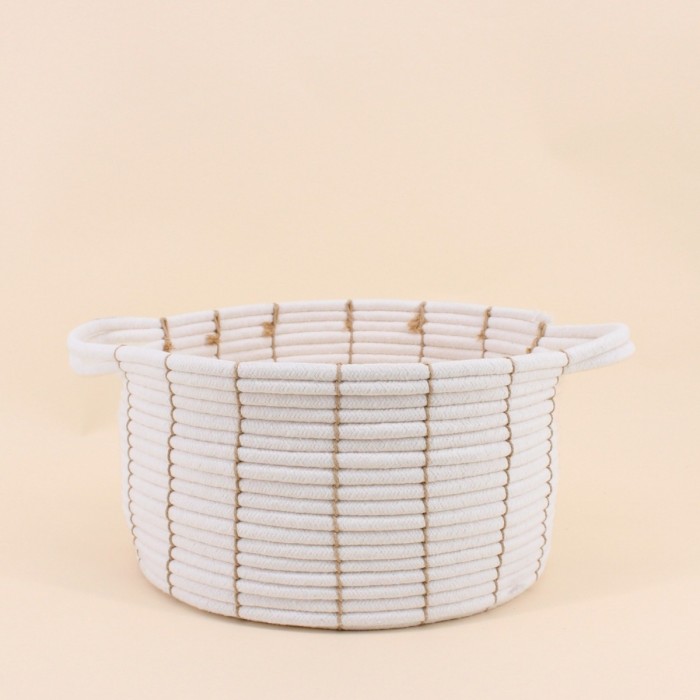 Panier en corde beige avec poignées 27x16cm | Hashtag Déco