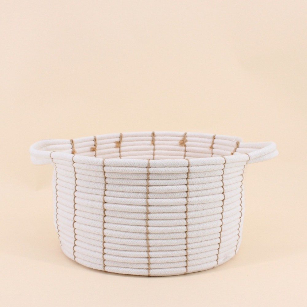 Panier en corde beige avec poignées 27x16cm | Hashtag Déco