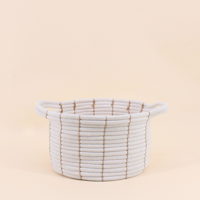 Panier en corde beige avec poignées 24x14cm | Hashtag Déco