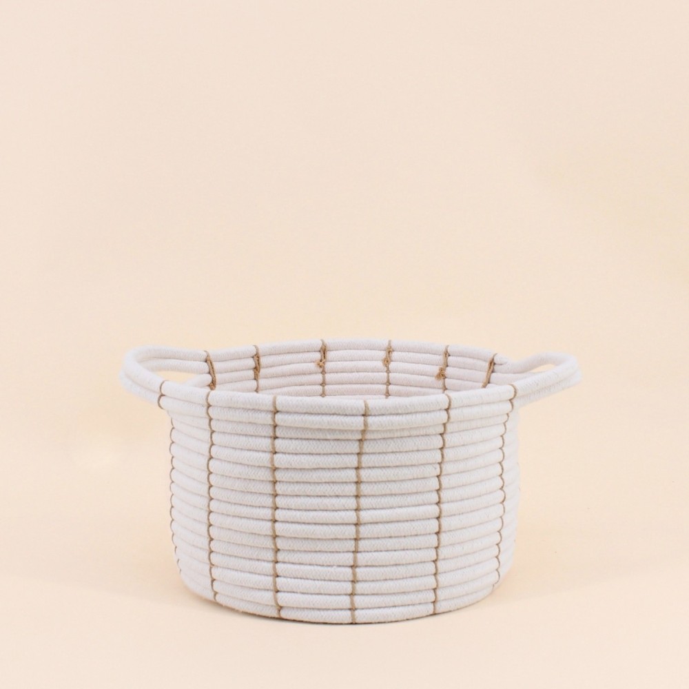 Panier en corde beige avec poignées 24x14cm | Hashtag Déco