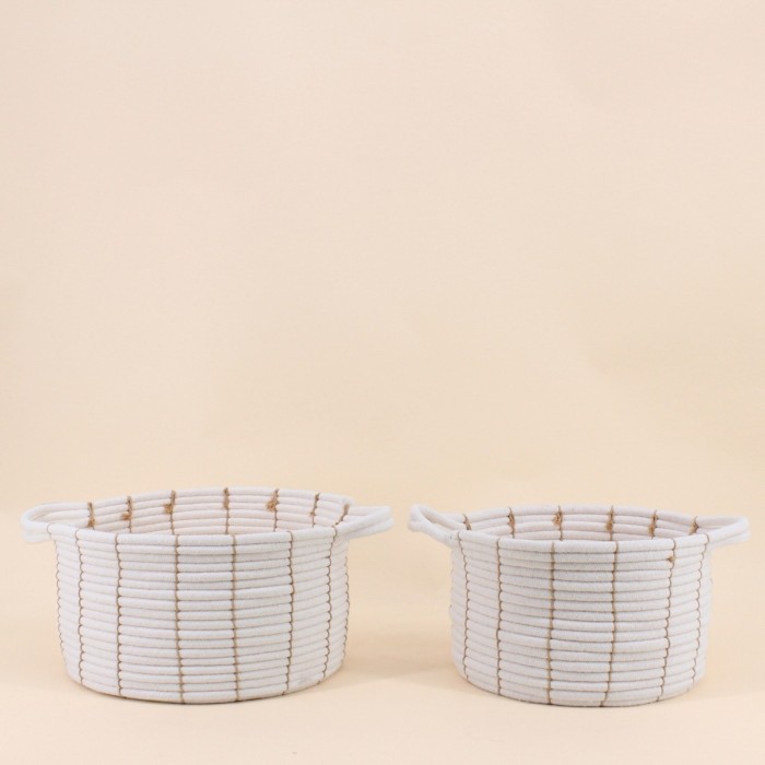 Set de 2 paniers en corde beige avec poignées | Hashtag Déco