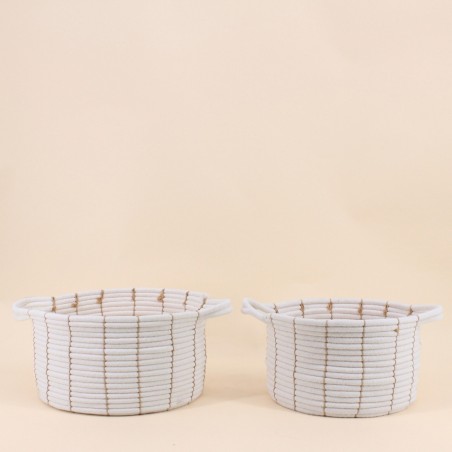 Set de 2 paniers en corde beige avec poignées | Hashtag Déco