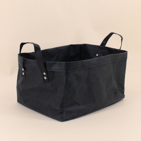 Panier rectangulaire noir en osier 33x23cm | Hashtag Déco