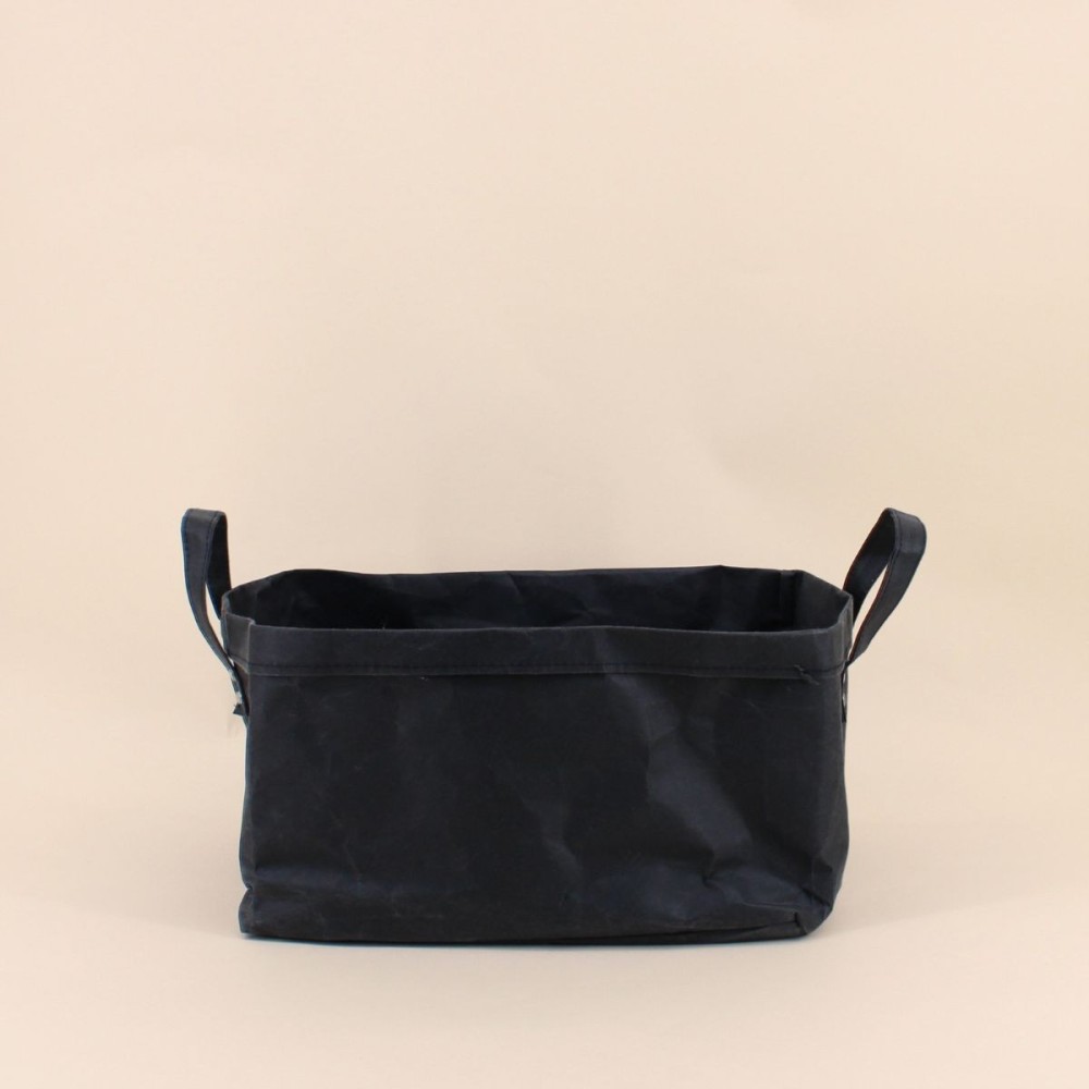 Panier rectangulaire noir osier 36x26cm | Hashtag Déco