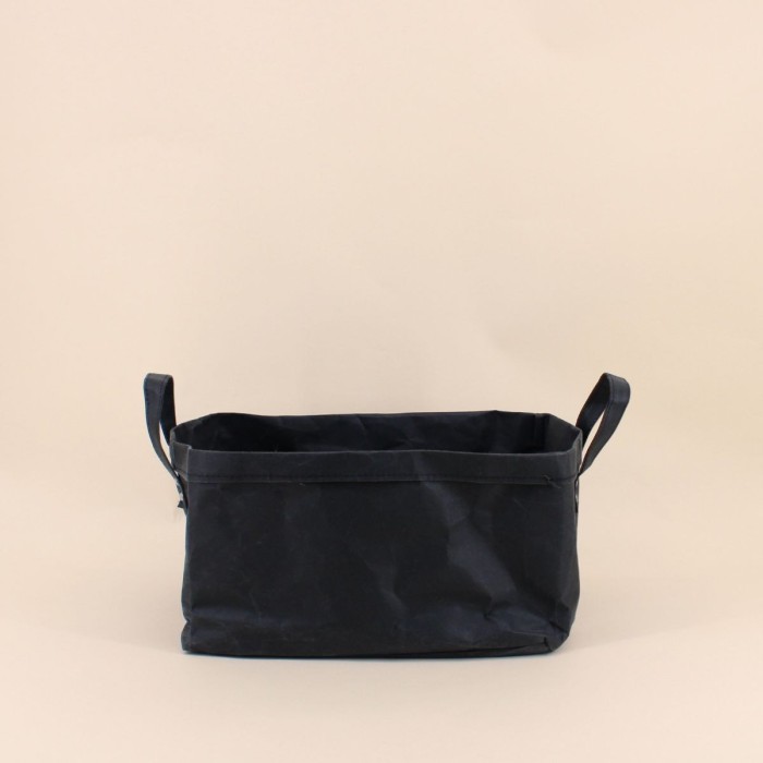 Panier rectangulaire noir en osier 33x23cm | Hashtag Déco
