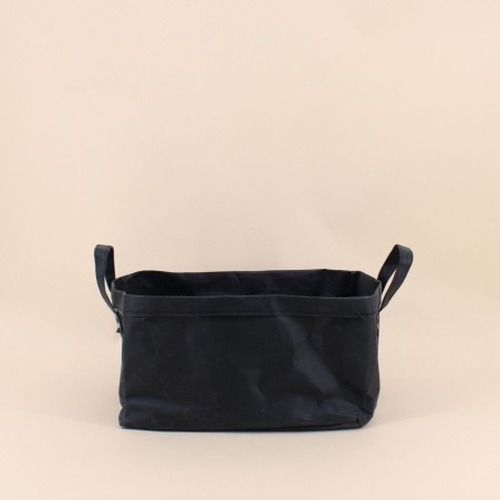 Panier rectangulaire noir en osier 33x23cm | Hashtag Déco