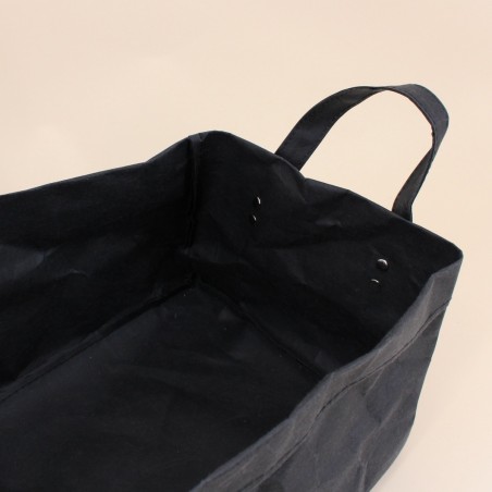 Set de 3 paniers noirs en osier avec poignées | Hashtag Déco